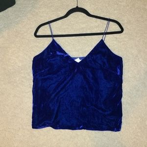 Crushed velvet blue crop top